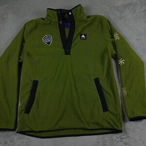 Burton Sweater Mens XL Green Fleece Outdoor Activewear Pockets Pullover